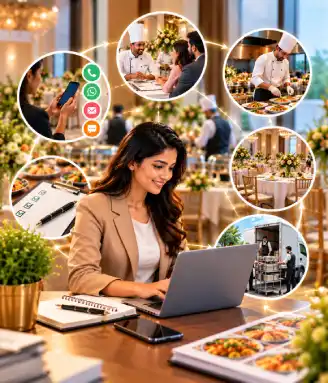 Business partners celebrating over a laptop